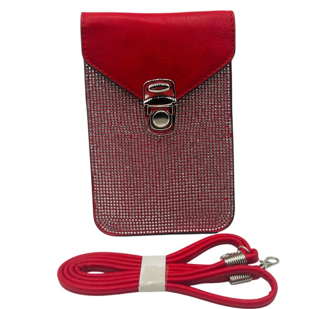 NWT Rhinestone Red Cell Phone Crossbody Bag